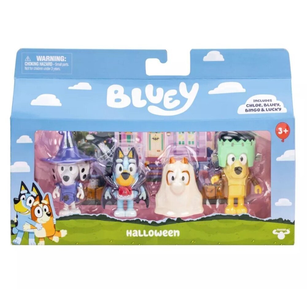 Bluey Costume Party Figures 4pk Articulated Plastic Mini Figurines Halloween